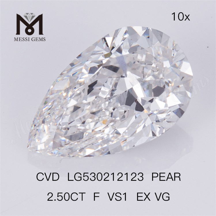 Diamante coltivato in laboratorio da 2,5 ct CVD F VS Pera Diamante coltivato in laboratorio da 2,5 ct 