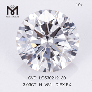 Prezzo del diamante cvd sciolto di forma rotonda da 3,03 ct H per prezzo per carato