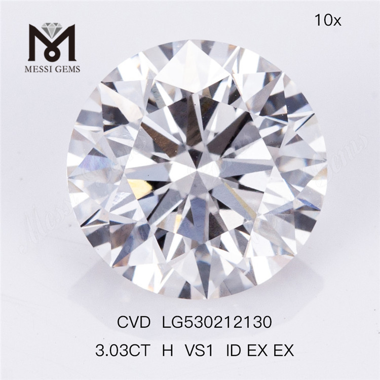 Prezzo del diamante cvd sciolto di forma rotonda da 3,03 ct H per prezzo per carato