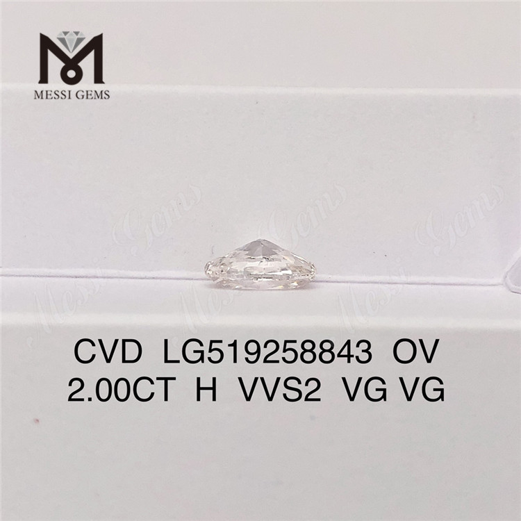 Diamante sintetico HPHT vvs ovale H colore 2,00 ct VG VG