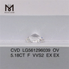 5.18CT OV F VVS2 EX EX LG561296039 diamante coltivato in laboratorio CVD 