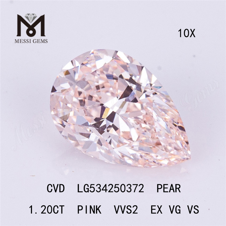 Diamanti da laboratorio cvd PERA da 1,20 ct Prezzo di fabbrica di diamanti da laboratorio sciolti di colore rosa