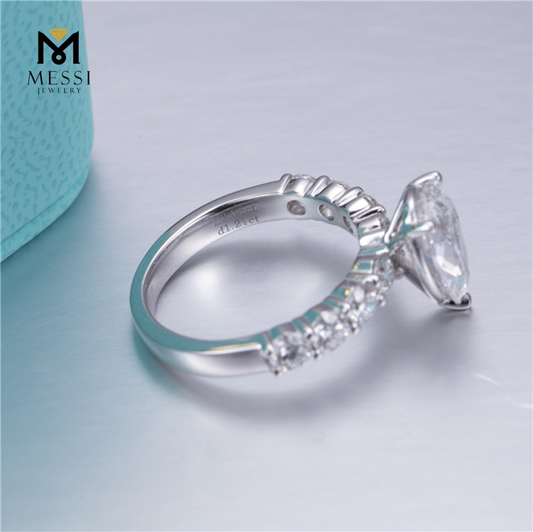 Anello di fidanzamento di alta qualità pera moissanite anello gioielli da sposa in oro bianco 18 carati 