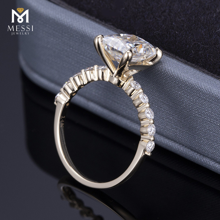 6 * 8mm DEF moissanite 18k anello nuziale in oro bianco personalizzato anello moissanite di fidanzamento