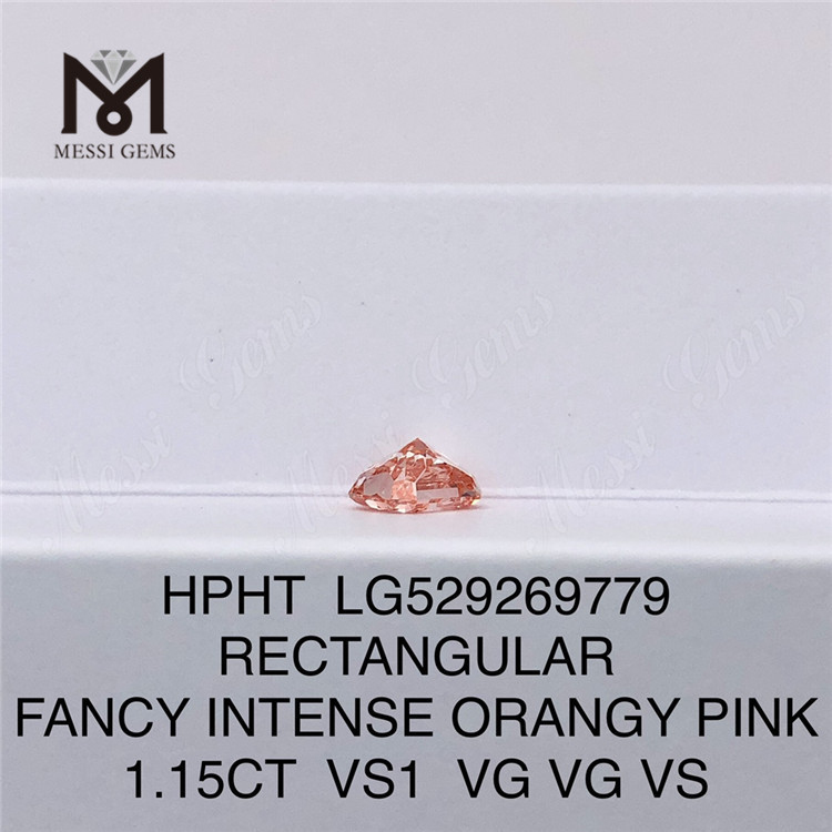 1.15CT RETTANGOLARE FANTASIA ROSA ARANCIO INTENSO VS1 diamante da laboratorio HPHT LG529269779
