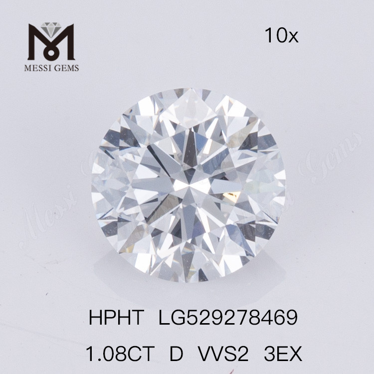 1.08ct D VVS2 3EX Prezzo tondo per diamanti coltivati ​​in laboratorio