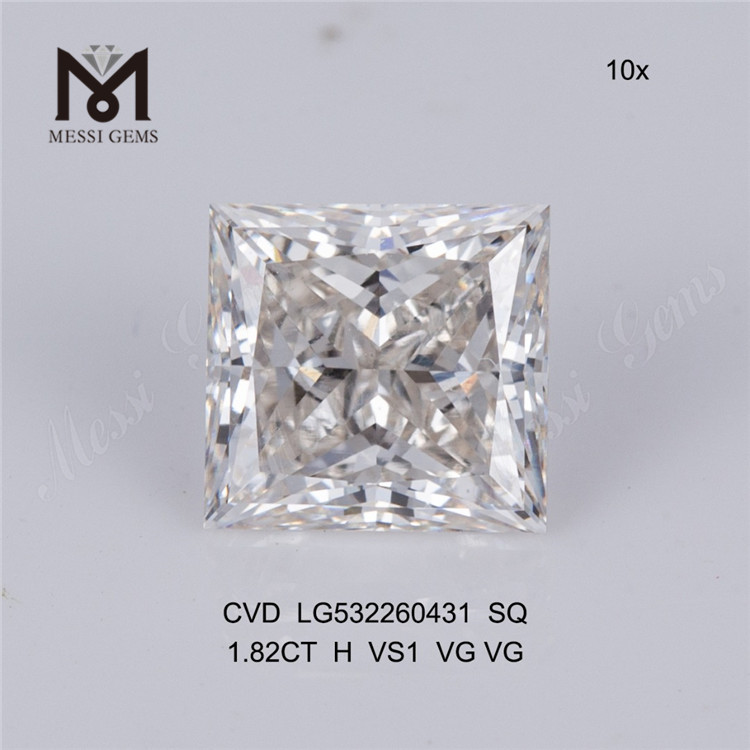 1,82 carati quadrati di diamanti artificiali sciolti Quadrato quadrato di diamanti sciolti da laboratorio prezzo favtory