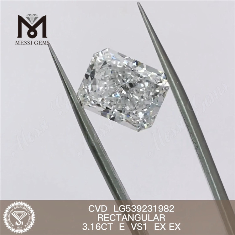Diamante sintetico economico da 3,16 ct E 3 ct RETTANGOLARE diamante bianco da laboratorio sciolto prezzo di fabbrica
