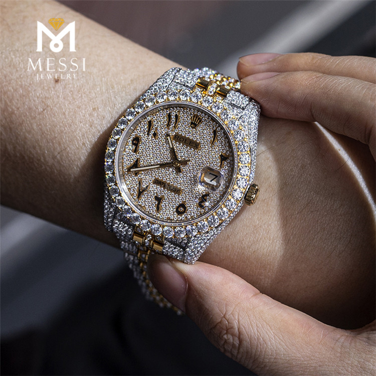 Orologi svizzeri da uomo d\'affari sportivi con orologio con diamanti Moissanite per marito
