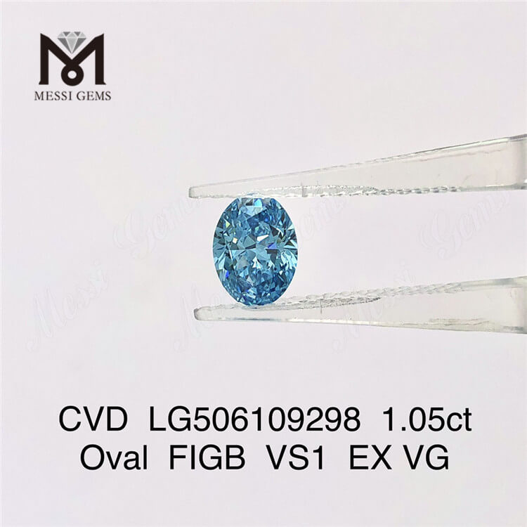 Diamante da laboratorio blu VS1 taglio ovale da 1,05 ct