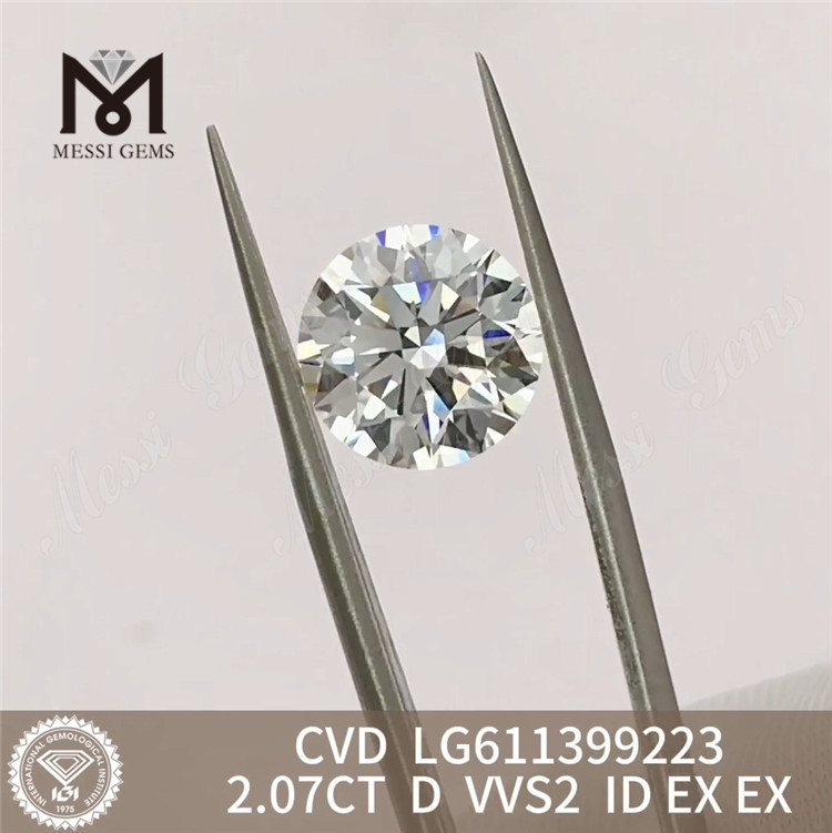2.07CT Diamanti certificati rotondi D VVS2 coltivati ​​in laboratorio Migliori prezzi丨Messigems LG6113992