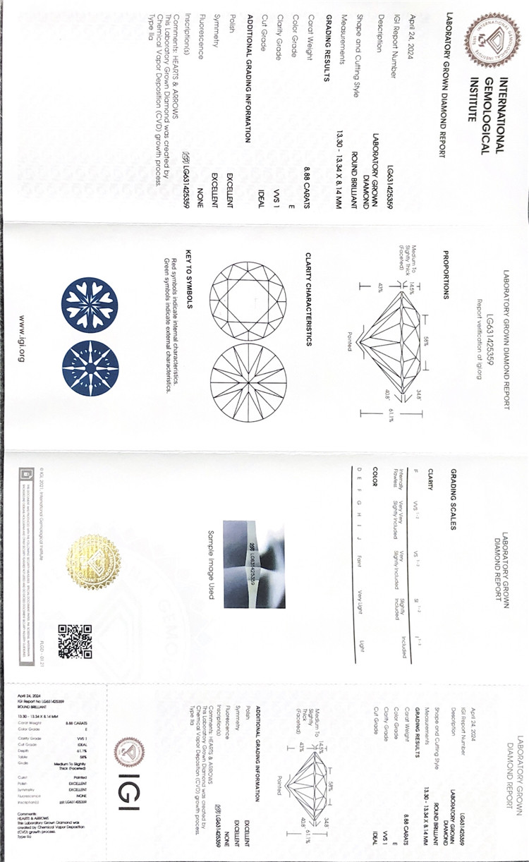 Diamanti da laboratorio rotondi da 8 ct