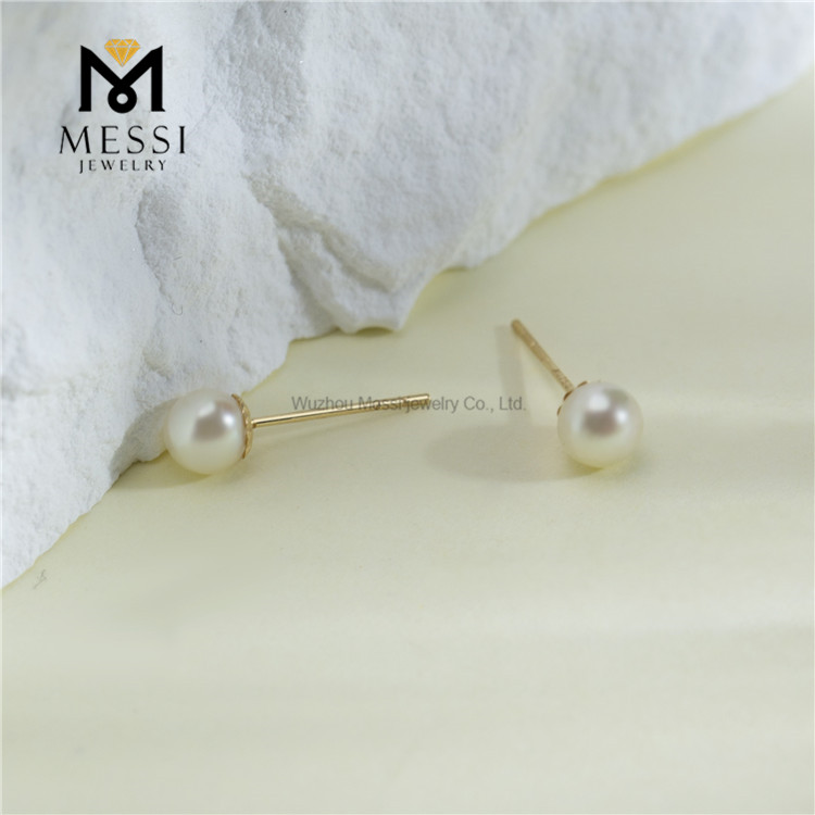 Eleganti orecchini di perle da sposa in oro 18 carati da 4-5 mm per matrimoni