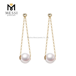 Orecchini pendenti con perle grandi AKOYA da 7-8 mm, audaci ed eleganti