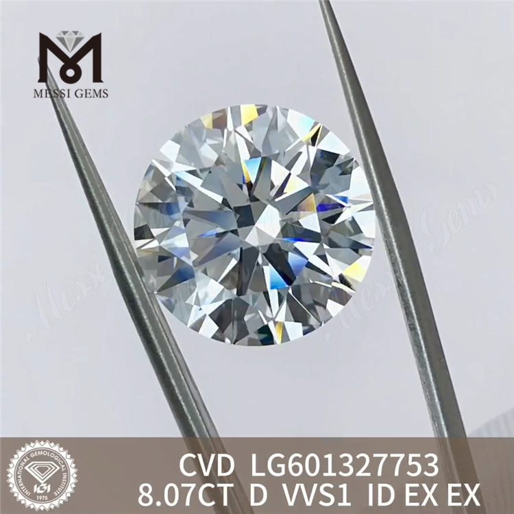 8.07CT D VVS1 ID EX EX Diamanti CVD di alta qualità direttamente dal nostro laboratorio LG601327753丨Messigems