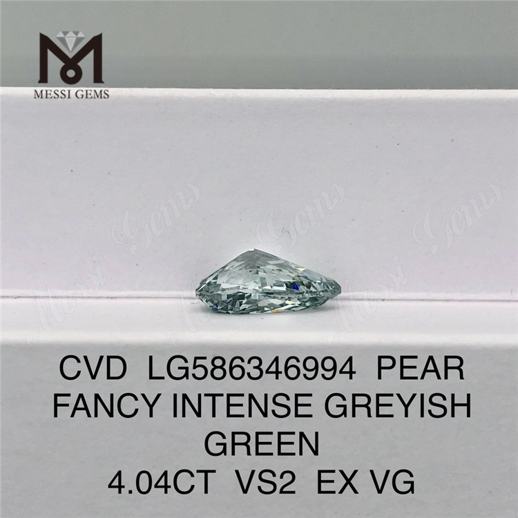 Diamanti Fancy Green Lab Grown da 4 ct PERA FANCY INTENSO VERDE GRIGIASTRO VS2 EX VG CVD LG586346994