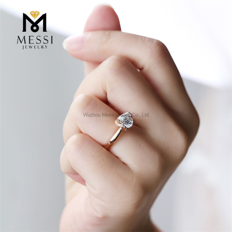 Anello di fidanzamento con diamante in oro 14 carati Gioielli personalizzati Oro Moda donna La migliore vendita 