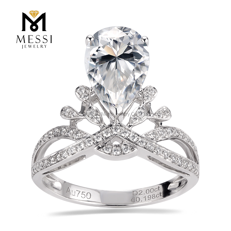 Anelli di fidanzamento da matrimonio a pera da 0,82 carati Gioielli da sposa di lusso in oro reale 18 carati 