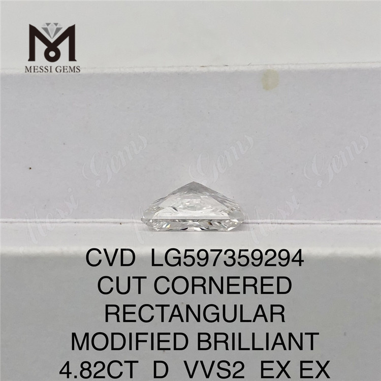 Diamante coltivato in laboratorio da 4,82 carati D VVS2 Taglio RETTANGOLARE CVD LG597359294 丨Messigems