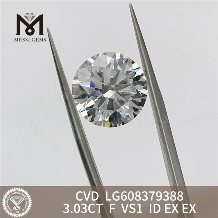 3.03CT F VS1 RD Diamante CVD da 3 ct coltivato in laboratorio Provenienza etica丨Messigems LG608379388 