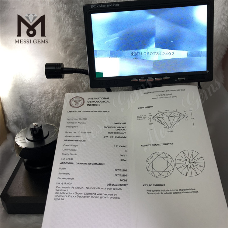 1.27CT E VVS1 diamante sintetico da 1 carato CVD Diamanti per splendide creazioni di gioielli丨Messigems LG607342497