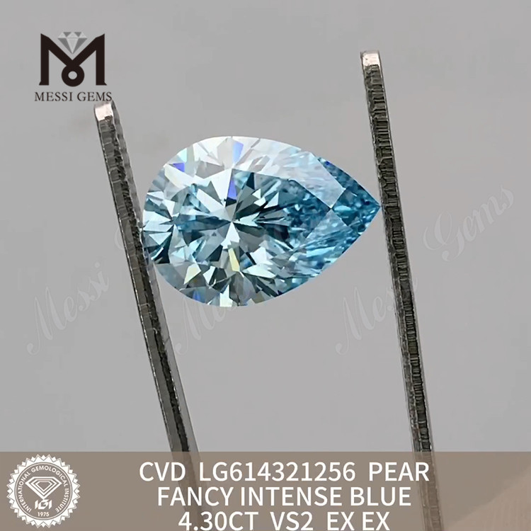 4.30CT PEAR miglior diamante simulato VS2 FANCY INTENSE BLUE丨Messigems CVD LG614321256 