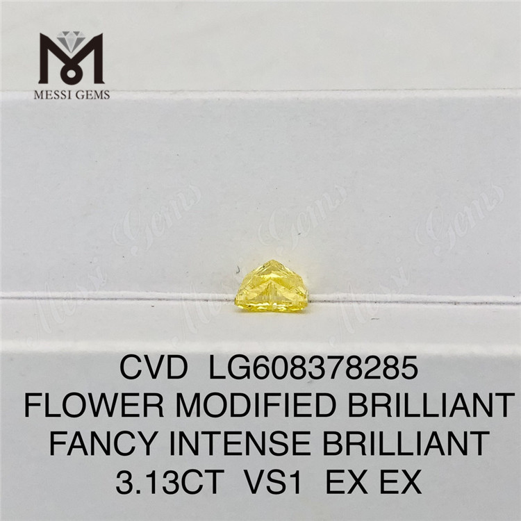 3.13ct vs1 fiore giallo sciolto diamante coltivato CVD LG608378285 