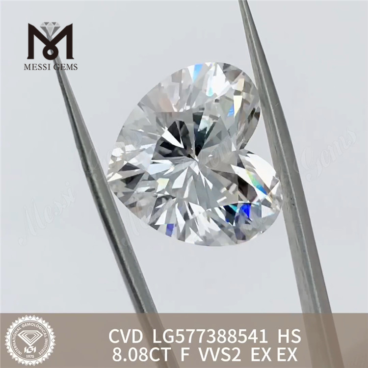 8,08CT F VVS2 EX HS Forma cardiaca CVD Diamanti fabbricati LG577388541 丨 Messigems
