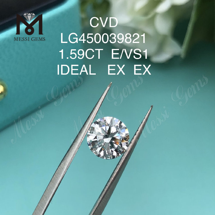 1,59 carati E VS1 Diamante rotondo IDEL CUT creato in laboratorio CVD