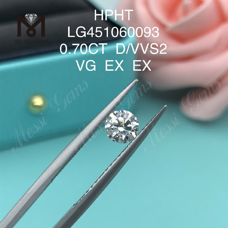 0,7 carati HPHT D VVS2 MOLTO BUONO Diamanti rotondi realizzati in laboratorio