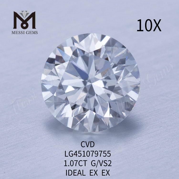 1.07 carati CVD G VS2 IDEAL Diamanti rotondi brillanti realizzati in laboratorio