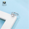 DEF VVS Anello in argento sterling 925 placcato oro 18k con pietra moissanite da 1 ct