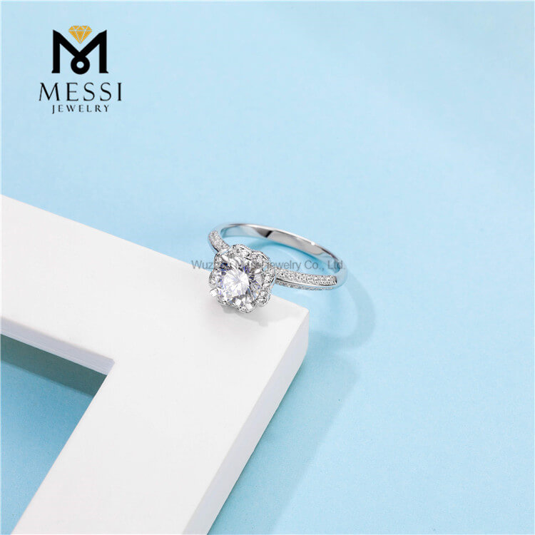 DEF VVS Anello in argento sterling 925 placcato oro 18k con pietra moissanite da 1 ct