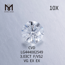 3,03 ct F VS2 Diamanti da laboratorio rotondi VG Cut Grade