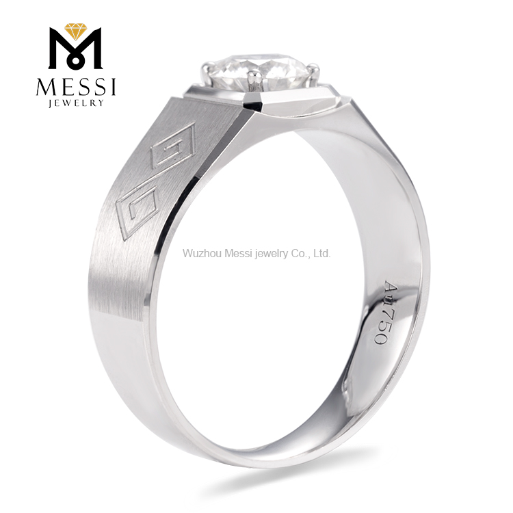 Anello da uomo fashion moissanite in oro bianco 1 carato