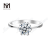 Anello classico in argento sterling 925 con diamante moissanite rotondo Messi Gems