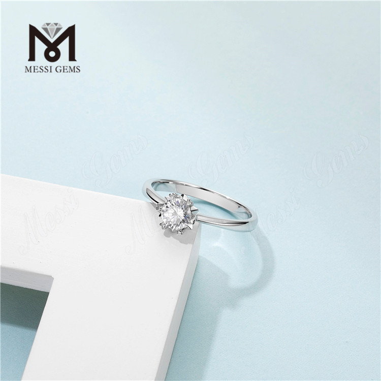 Messi Gems anello singolo in argento sterling 925 con diamante moissanite da 1 carato