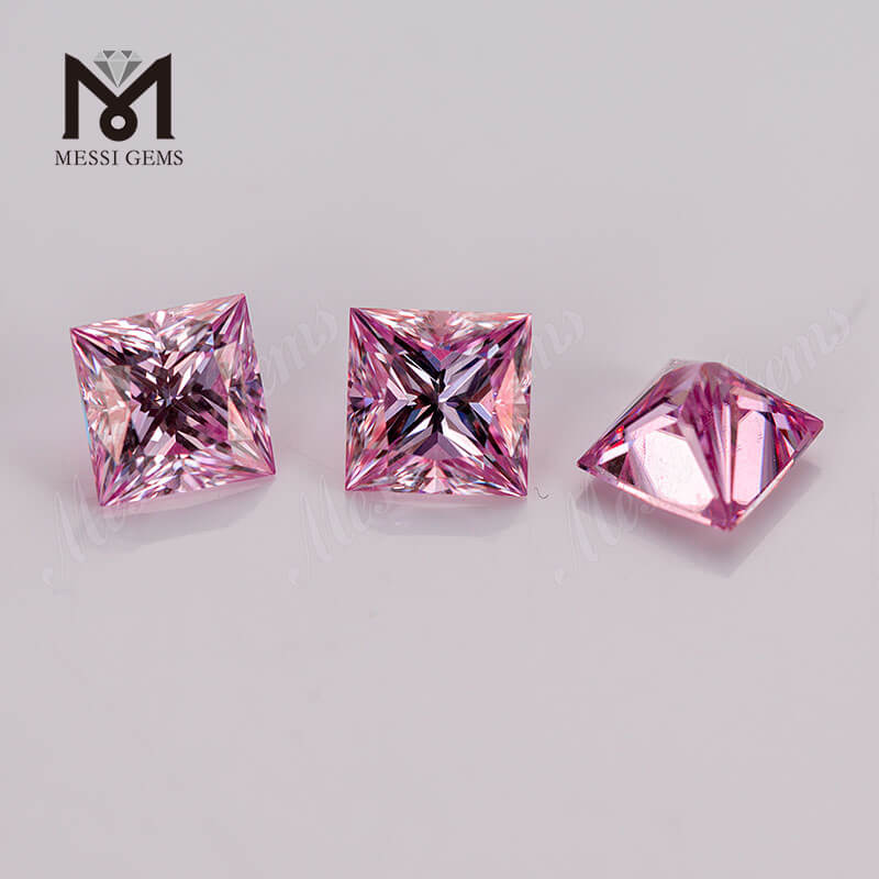 6.5*6.5mm Pink Color Pricess Cut Moissanite Prezzo all\'ingrosso Moissanite Produttore