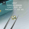 1.01ct FVY Diamante taglio sciolto coltivato in laboratorio taglio radiante VG