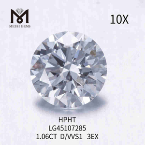 Diamante bianco D/VVS1 RD da 1,06 ct sciolto sciolto coltivato 3EX