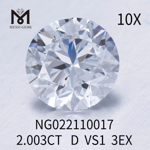 Diamante da laboratorio da 2.003 carati Rotondo D VS1 Taglio EX