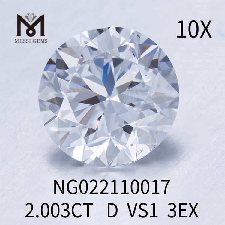 Diamante da laboratorio da 2.003 carati Rotondo D VS1 Taglio EX