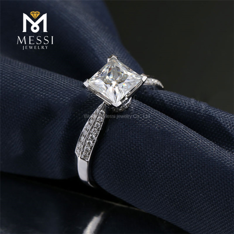 anello di diamanti moissanite oro 18 carati 1 carato D colore bianco VVS taglio princess