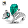 gioielli in oro bianco 14k 18k anello smeraldo all\'ingrosso volpe forma animale gioielli da donna sexy color smeraldo
