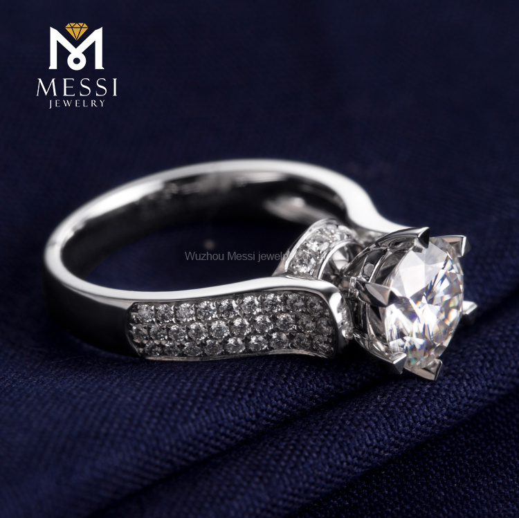 Anelli di diamanti Moissanite con sei artigli Anello di gioielli in oro bianco 18 carati per uomini e donne Matrimonio di fidanzamento