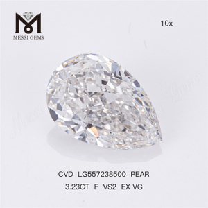 3.23CT F VS2 EX VG CVD PERA Diamante coltivato in laboratorio Alta qualità