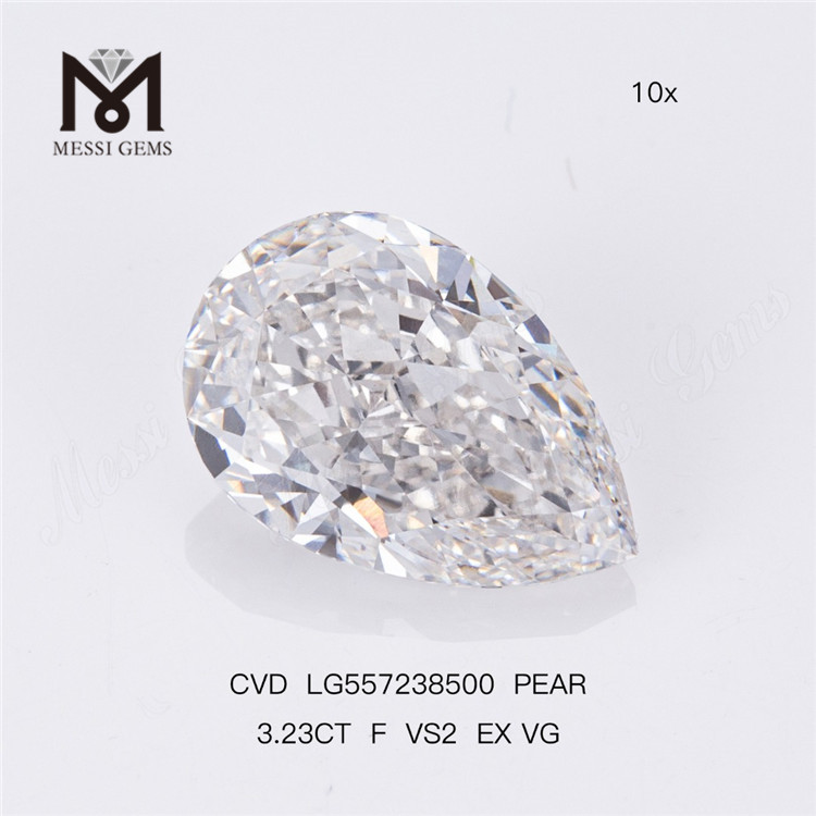 3.23CT F VS2 EX VG CVD PERA Diamante coltivato in laboratorio Alta qualità