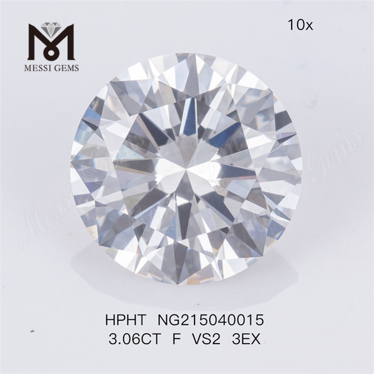 HPHT 3.06CT F VS2 3EX Diamanti rotondi taglio laboratorio