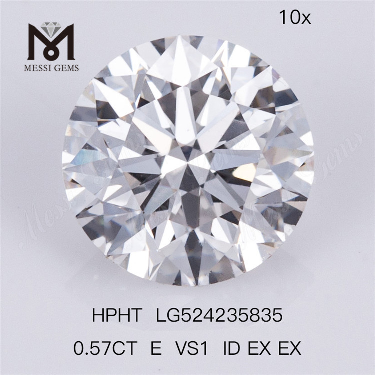 Commercio all'ingrosso di diamanti rotondi con diamante sintetico HPHT da 0,57 ct E VS1 Lab