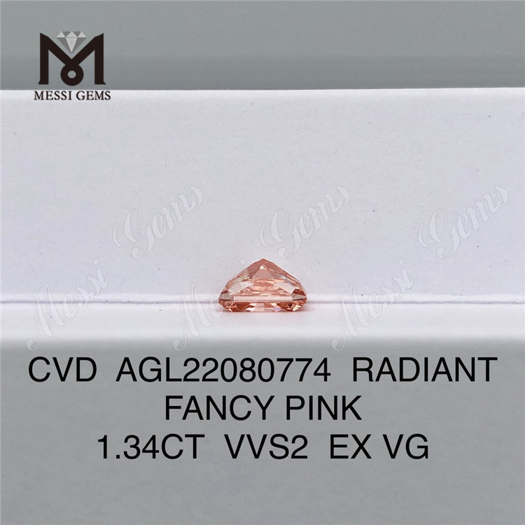 Diamante da laboratorio 1.34CT FANCY PINK VVS2 EX VG RADIANT CVD AGL22080774